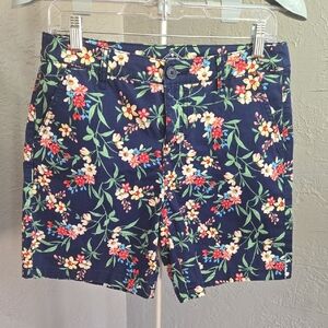 St. John's Bay Navy Floral Women's Shorts Classic Vibrant Casual Preppy